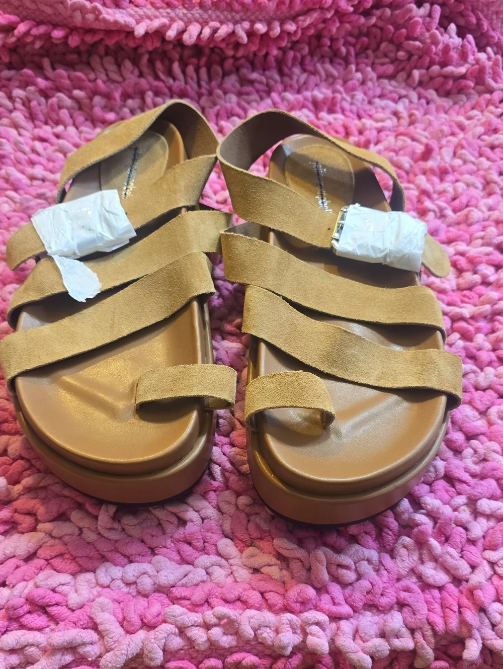 Jeffrey Campbell Suede Tan Strappy Platform Sandals